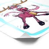 Cute Deer op ijs Funny feestdagen Cartoon Foto Afdruk (Hoek)