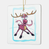 Cute Deer op ijs Funny feestdagen Cartoon Keramisch Ornament (Links)