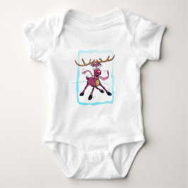 Cute Deer op ijs Funny feestdagen Cartoon Romper
