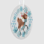Cute Deer op Schaatsen Snowflake Wreath Ornament (voorkant)