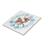 Cute Deer op Schaatsen Snowflake Wreath Tegeltje (Zijkant)