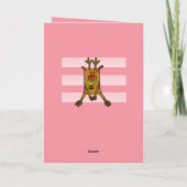 Cute Deer Pink Red Baby eerste kerstmis Kaart (Achterkant)