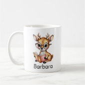 Cute Deer Reading a Book Custom Koffiemok (Links)