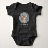 Cute Deer Reindeer Baby's Eerste Kerstmis Zwart Romper (Voorkant)