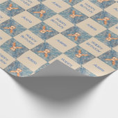 Cute Deer Reindeer Blue Happy Birthday Kinder Cadeaupapier (Hoek)