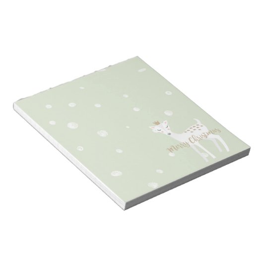 Cute Deer | Sage Green | Kerstmis Notitieblok (Schuin)