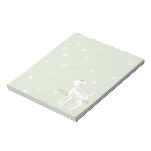 Cute Deer | Sage Green | Kerstmis Notitieblok (Linkerzijde)