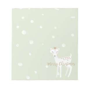 Cute Deer   Sage Green   Kerstmis Notitieblok