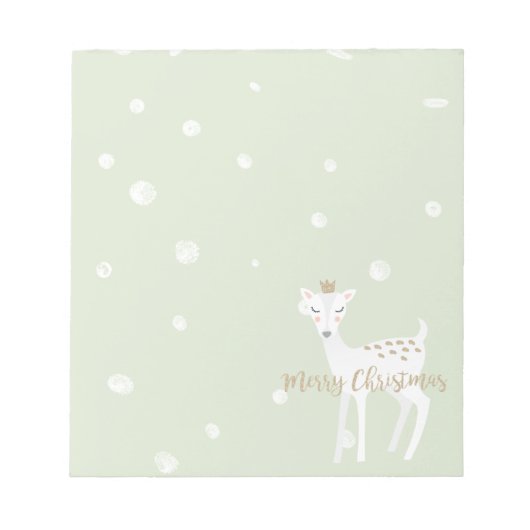 Cute Deer | Sage Green | Kerstmis Notitieblok (Voorkant)