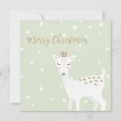 Cute Deer | Sage Green Kerstparty Kaart (Achterkant)