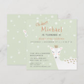 Cute Deer | Sage Green Kinder Winter Birthday Kaart (Voorkant / Achterkant)