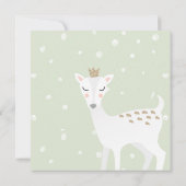 Cute Deer | Sage Green Kinder Winter Birthday Kaart (Achterkant)
