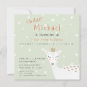 Cute Deer | Sage Green Kinder Winter Birthday Kaart (Voorkant)