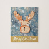Cute Deer Snowflake Merry Kerstmis Kinderen Legpuzzel (Verticaal)