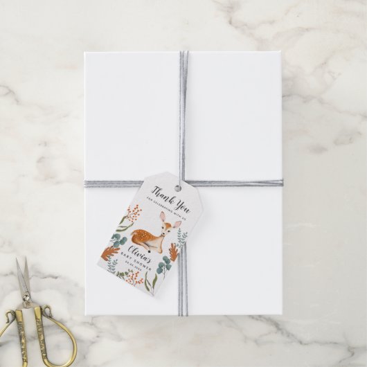 Cute Deer Theme Gender Neutral Herfst Baby shower Cadeaulabel