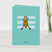 Cute Deer Turquoise Baby's Eerste Kerstmis Kaart (Achterkant)