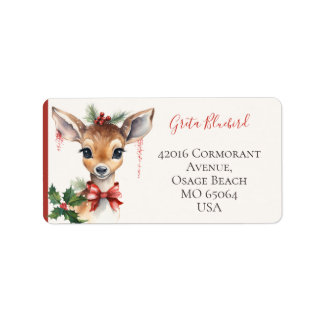 Cute deer whimsical boho Christmas custom Etiket