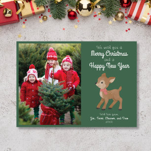 Cute Deer Wij wensen u een Prettig Kerstfeest Kaar Feestdagenkaart