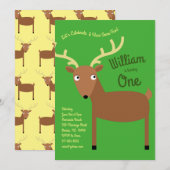 Cute Deer Woodland Kinder 1e verjaardag Partij Kaart (Voorkant / Achterkant)