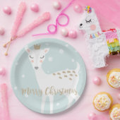 Cute Deer | Zacht blauw | Kerstmis Papieren Bordje (Feest)