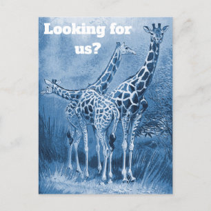 Cute Delft Blue Giraffes New Address Moving Briefkaart