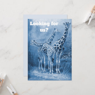 Cute Delft Blue Giraffes New Address Moving Kaart