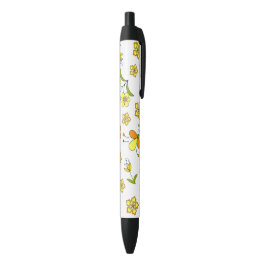 Cute Delicate yellow blos patroon Zwarte Inkt Pen