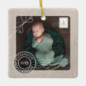 Cute Delivery Parcel Baby Birth Announcement Photo Keramisch Ornament (Voorkant)