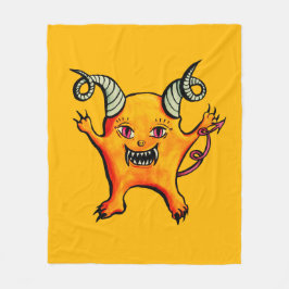 Cute Demon Cartoon Character Kinder Yellow Fleece Deken