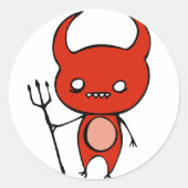 Cute Demon Ronde Sticker (Voorkant)