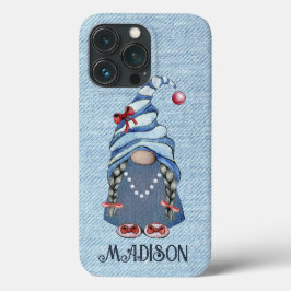 Cute Denim Gnome Girl Case-Mate iPhone Case