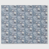 Cute Denim Mode Kerstman Patroon Cadeaupapier (Vlak)