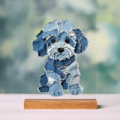 Cute Denim Patchwork Honden Illustratie Acryl Bord (Neutraal)