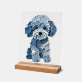 Cute Denim Patchwork Honden Illustratie Acryl Bord (Hoek)