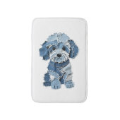 Cute Denim Patchwork Honden Illustratie Badmat (Voorkant Verticaal)