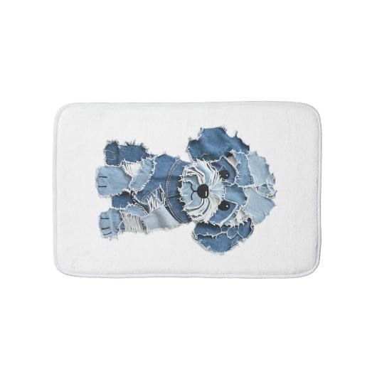 Cute Denim Patchwork Honden Illustratie Badmat (Voorkant)