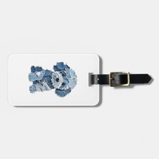 Cute Denim Patchwork Honden Illustratie Bagagelabel (Voorkant horizontaal)