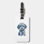 Cute Denim Patchwork Honden Illustratie Bagagelabel (Voorkant verticaal)