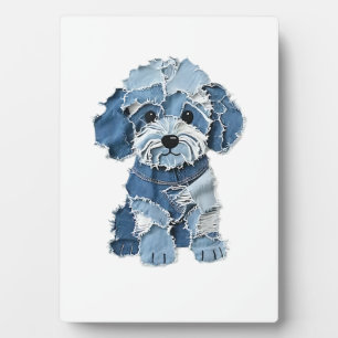 Cute Denim Patchwork Honden Illustratie Fotoplaat