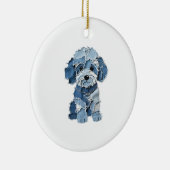 Cute Denim Patchwork Honden Illustratie Keramisch Ornament (Rechts)