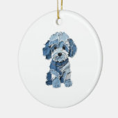 Cute Denim Patchwork Honden Illustratie Keramisch Ornament (Links)