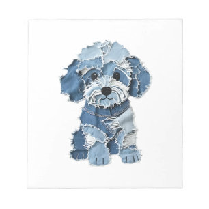 Cute Denim Patchwork Honden Illustratie Notitieblok