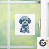 Cute Denim Patchwork Honden Illustratie Raamsticker (Huis)