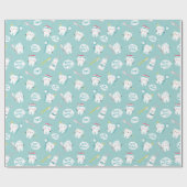 Cute Dental pattern blue Brush your Teeth Cadeaupapier (Vlak)