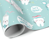 Cute Dental pattern blue Brush your Teeth Cadeaupapier (Rol Hoek)