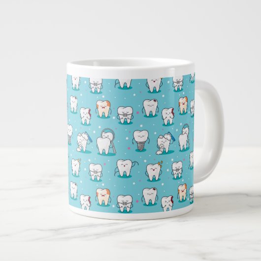 Cute Dental Pattern Grote Koffiekop (Voorkant rechts)