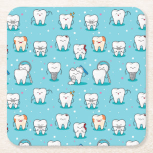 Cute Dental Pattern Kartonnen Onderzetters