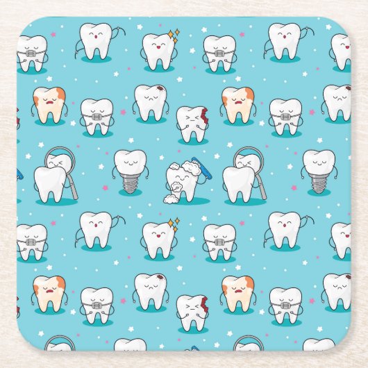 Cute Dental Pattern Kartonnen Onderzetters (Voorkant)