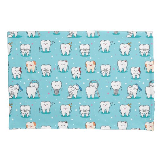 Cute Dental Pattern Kussensloop (Voorkant-Links)