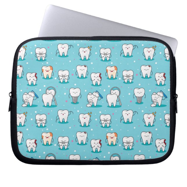 Cute Dental Pattern Laptop Sleeve (Voorkant)